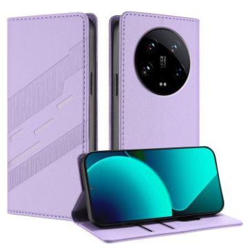 Xiaomi 14 Ultra 5G Global Retro Leather Wallet Case - Light Purple - 1
