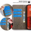 Redmi Note 14S 4G Grey Leather Phone Case - Tree & Deer Embossed - 6