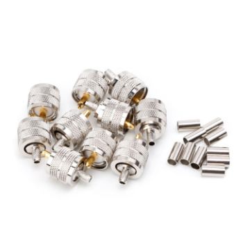 UHF Male PL259 Crimp Connector Adapter 10 PCS for RG58 RG142/3D-FB - 1