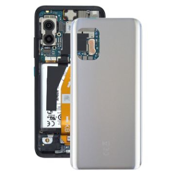 Asus Zenfone 8 ZS590KS Glass Battery Back Cover Frosted Silver + Adhesive - 1