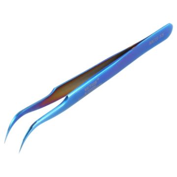 Vetus MCS-15 Bright Blue Curved Tweezers for Precision Tasks - 1