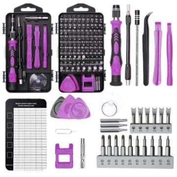 122 in 1 Precision Magnetic Screwdriver Kit - Purple | Versatile Tool Set - 1