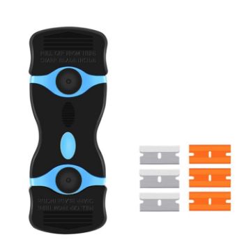 Double Headed Scraper Blade Glue Remover Cleaner Tool - Blue Squeegee - 1