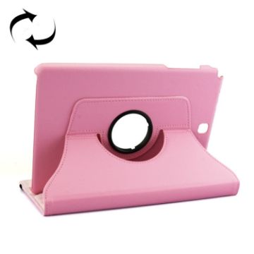 Litchi Texture Pink Leather Case for Galaxy Tab A 9.7 - 360 Rotating Holder - 1