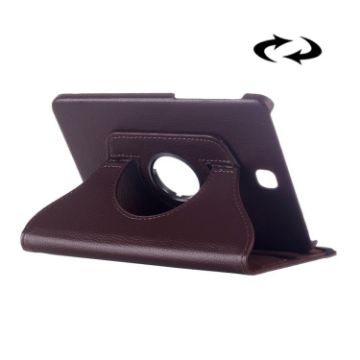 Litchi Texture Leather Case with 360 Rotation for Galaxy Tab S2 8.0 Brown - 1