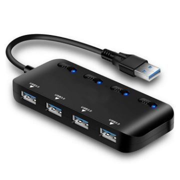 Ultra Speed USB3.0 Hub with 4 Ports & Switch - Fast Data Transfer - 1