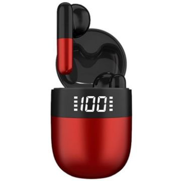 J28 TWS Wireless Bluetooth Earphones with LED Display - Red HIFI Sport - 1