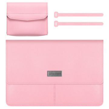Rose Gold Litchi Pattern PU Leather Laptop Bag 13-14 inch Waterproof - 1