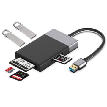 6-in-1 USB 3.0 Hub Adapter: Dual USB3.0, CF, TF, SD, XQD Card Reader - 1