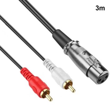 JUNSUNMAY 3m 2 RCA Male to XLR Female Stereo Audio Cable - 1