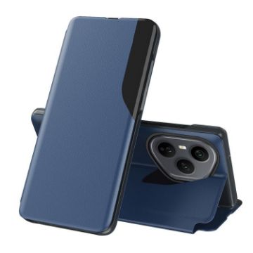 For Honor 400 Pro Global Blue Leather Flip Phone Case 160.8mm Holder - 1