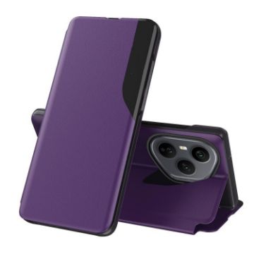 For Honor 400 Pro Global Purple Leather Flip Phone Case 160.8mm Holder - 1