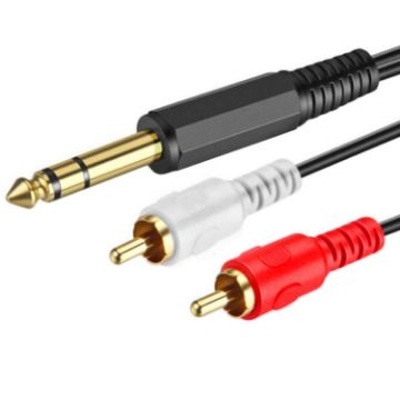 JUNSUNMAY 6.35mm TRS to 2 RCA Phono Audio Cable, 0.2m Length - 1
