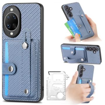 Huawei nova 14 Pro Blue Wristband Kickstand Card Wallet Phone Case - 1