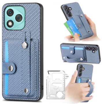 For Honor 400 Lite Blue Wristband Kickstand Card Wallet Phone Case - 1
