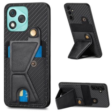 For Honor 400 Lite Carbon Fiber Wallet Phone Case - Black - 1