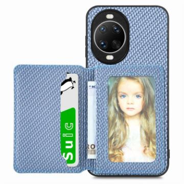 Huawei nova 14 Blue Carbon Fiber Magnetic Card Bag Phone Case - 1