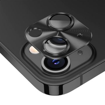 iPhone 15/15 Plus ENKAY Black Aluminium Tempered Glass Lens Cover Film - 1