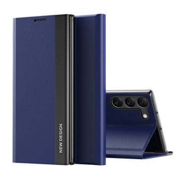 Samsung Galaxy S24+ 5G Leather Phone Case, Sapphire Blue, Electroplated - 1