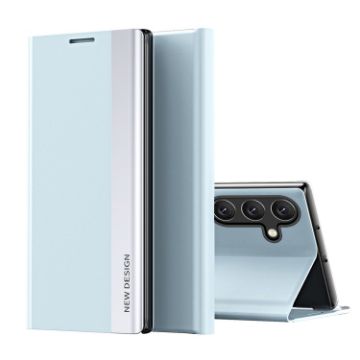 Samsung Galaxy A55 Sapphire Blue Electroplated Leather Phone Case - 1