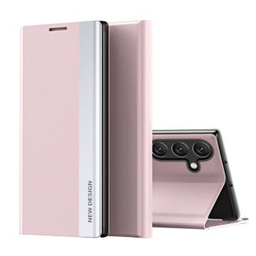 Samsung Galaxy S25+ 5G Pink Leather Phone Case with Electroplated Sides - 1