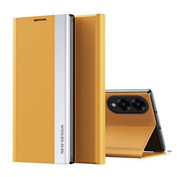 Samsung Galaxy S25 Edge 5G Yellow Leather Phone Case Electroplated - 1