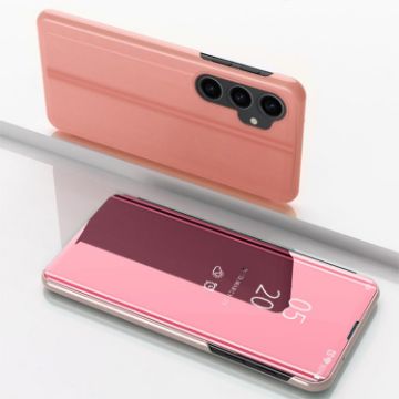 Samsung Galaxy S23 FE 5G Rose Gold Mirror Flip Leather Case with Holder - 1