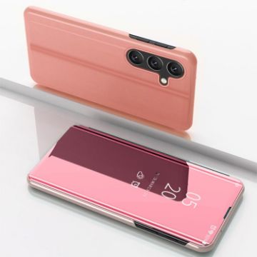 Samsung Galaxy A25 Rose Gold Mirror Flip Leather Case with Holder - 1