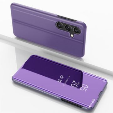 Samsung Galaxy S25 5G Mirror Flip Leather Case with Holder - Violet Blue - 1