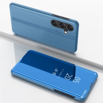 Samsung Galaxy S25+ 5G Blue Mirror Flip Leather Case with Holder - 1