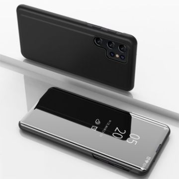 Samsung Galaxy S25 Ultra 5G Black Mirror Flip Leather Case with Holder - 1