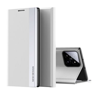 Xiaomi 14 Pro Silver Leather Phone Case with Electroplated Adsorption - 1