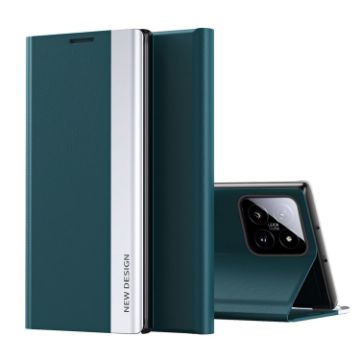Xiaomi 14 Pro Green Leather Phone Case with Electroplated Adsorption - 1