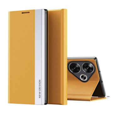 Xiaomi Poco F6 Yellow Leather Phone Case with Electroplated Sides - 1