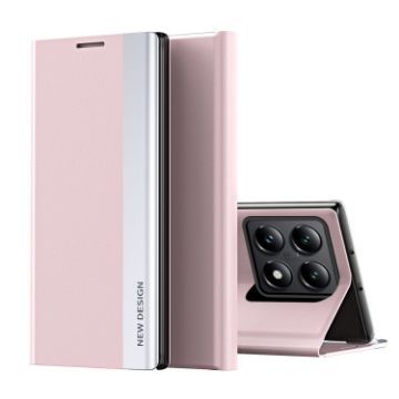 Xiaomi 14T Pro Pink Leather Phone Case with Electroplated Adsorption - 1