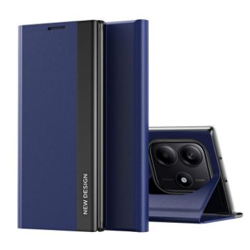 Xiaomi Redmi Note 14 5G Dark Blue Leather Phone Case Electroplated - 1