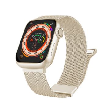 Apple Watch 5 44mm Starlight Milan Magnetic Steel Mesh Band - 1