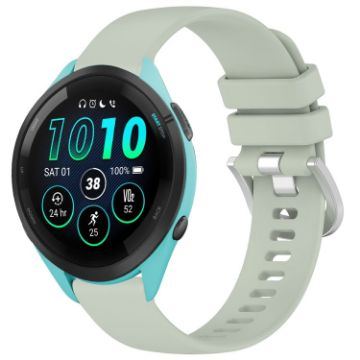 Garmin Forerunner 265S Green Silicone Watch Band with Silver Buckle - 1