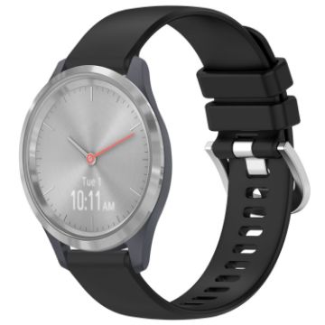 Garmin Vivomove 3S Black Silicone Watch Band with Silver Buckle - 1