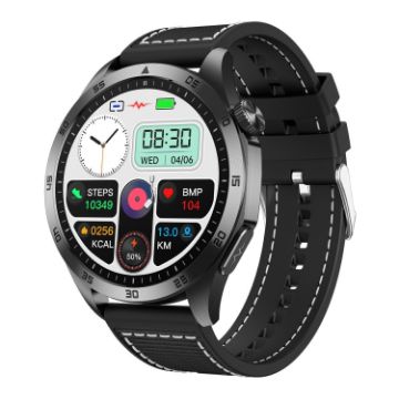 ET485 Smart Watch, 1.43" Color Screen, Nylon Strap, Bluetooth Call/ECG, Black - 1