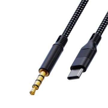 JS-101 USB-C to 3.5mm Audio Cable Braided HiFi Sound AUX Cord 1.2m - 1