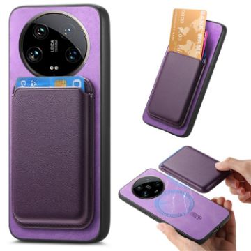 Xiaomi 14 Ultra Retro Magsafe Card Bag PU Phone Case - Purple - 1