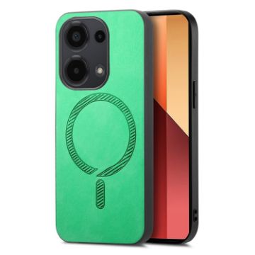 Xiaomi Redmi Note 13 4G Green Retro Magsafe PU Back Cover Case - 1