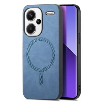 Xiaomi Redmi Note 13 Pro+ Blue Retro Magsafe PU Back Cover Case - 1