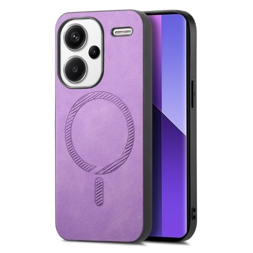 Xiaomi Redmi Note 13 Pro+ Purple Retro Magsafe PU Back Cover Case - 1