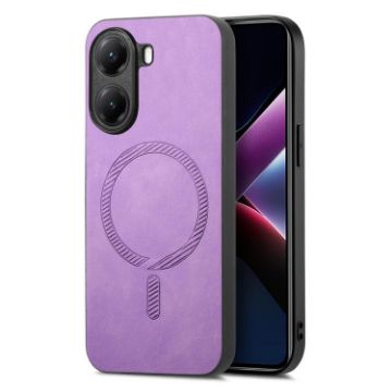 Redmi Turbo 4 Purple Retro Magsafe PU Back Cover Phone Case - 1