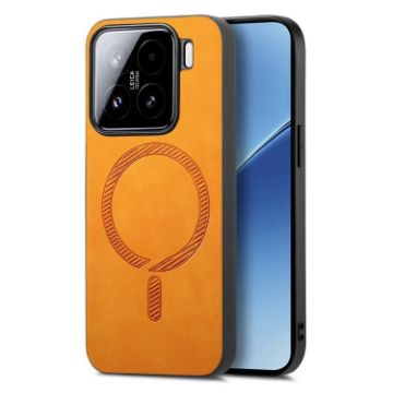 Xiaomi 15 Yellow Retro Magsafe PU Back Cover Phone Case - 1