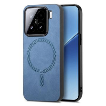 Xiaomi 15 Blue Retro Magsafe PU Back Cover Phone Case - 1