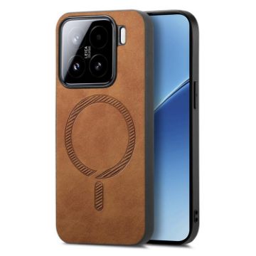 Xiaomi 15 Brown Retro Magsafe PU Back Cover Phone Case - 1
