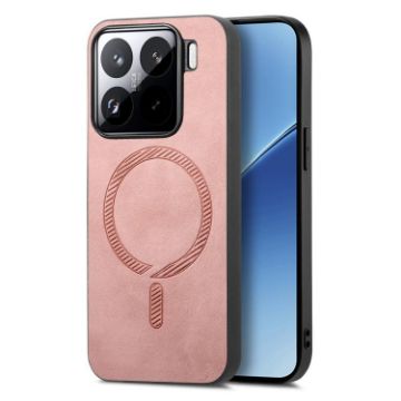 Xiaomi 15 Pro Pink Retro Magsafe PU Back Cover Phone Case - 1